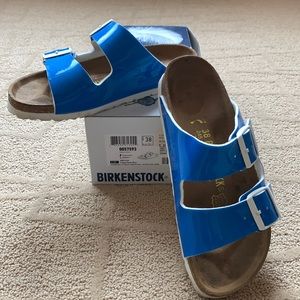 Birkenstock Arizona Patent Neon Blue Sandal